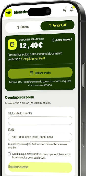 Monedero de La Rueda para revisar gastos de un trayecto compartido Pantalla del monedero de La Rueda para consultar movimientos del grupo