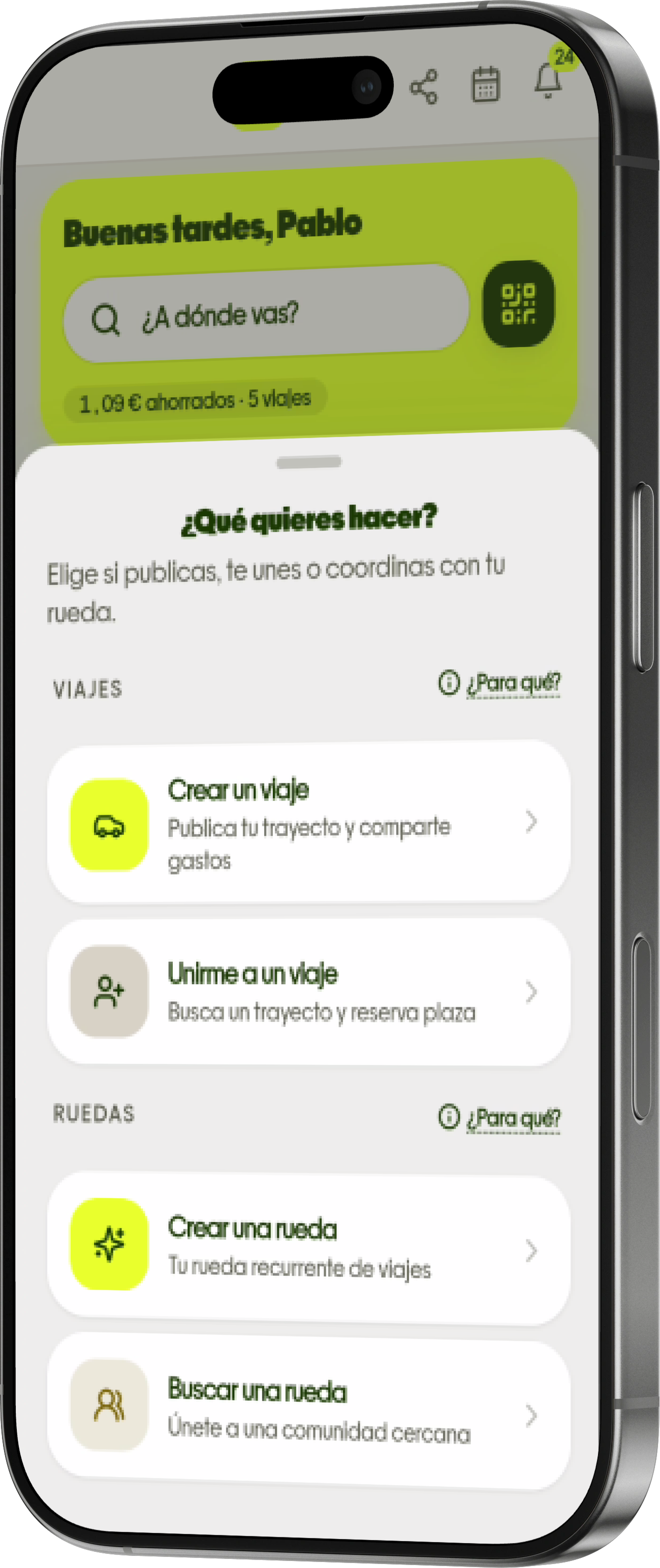 LA RUEDA en iPhone: crear, encontrar y coordinar viajes